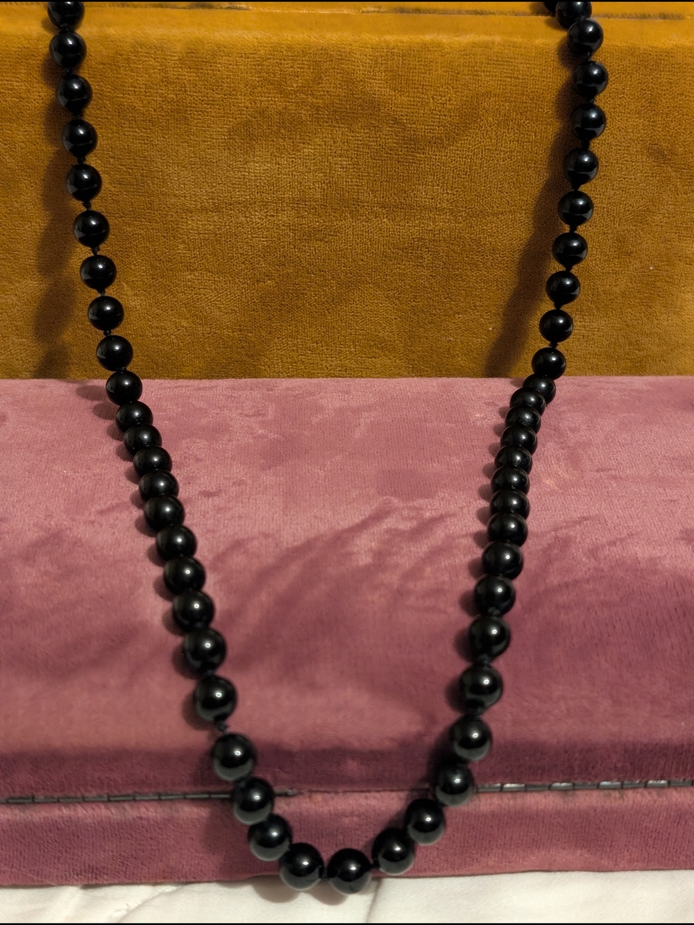 Vintage Monet Glass Black Bead Necklace 24" Classy